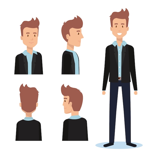 Premium Vector | Group of youngs men poses styles vector illustration ...