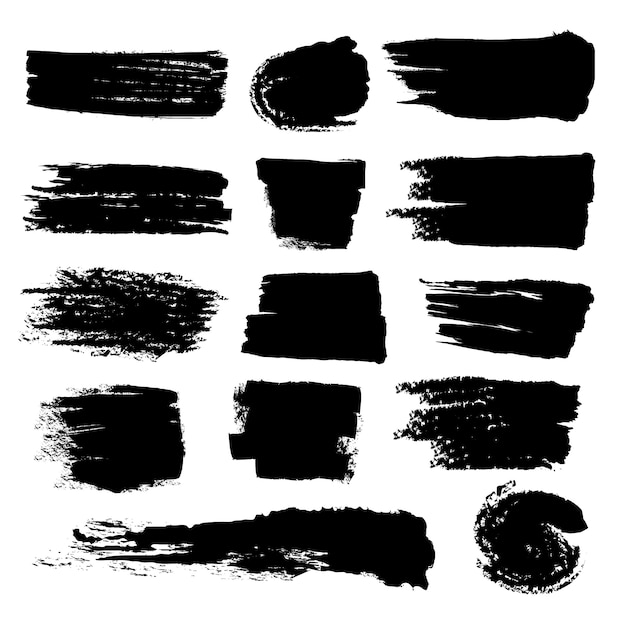 Download Grunge black brush strokes set Vector | Premium Download