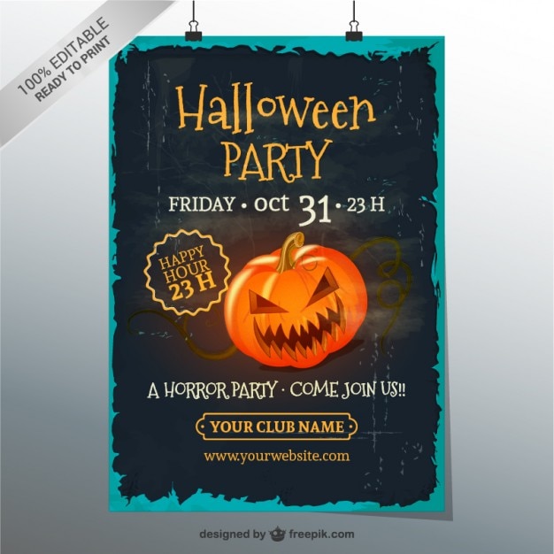 Free Vector Grunge halloween party poster template