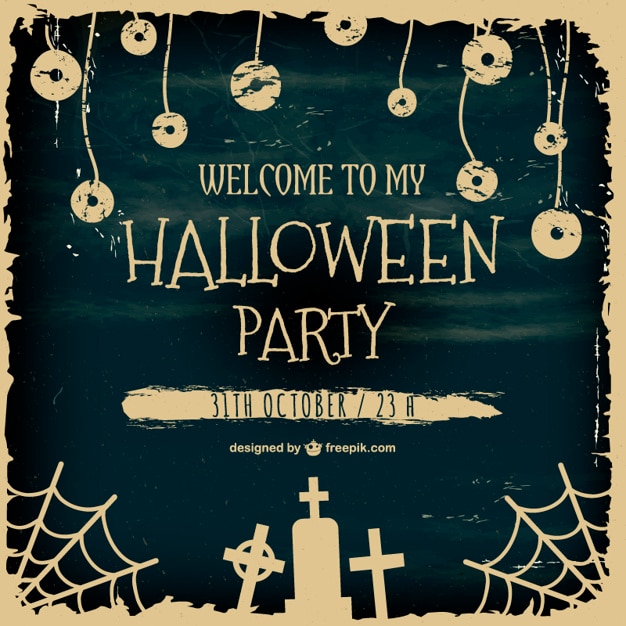 Grunge Halloween party poster Vector | Free Download