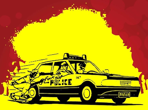 Grunge police car street style vector