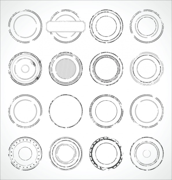 Download Grunge round paper stickers black and white vector ...