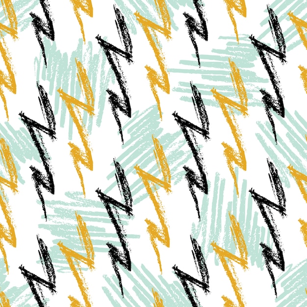 Grunge seamless pattern with lightning. hand drawn fashion hipster background Premium Vector