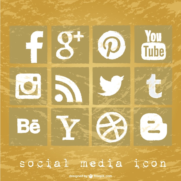 Grunge Social Media Icons Free Vector