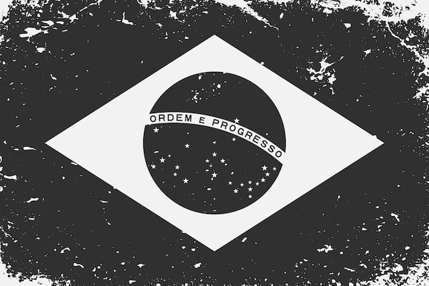 Premium Vector Grunge Styled Black And White Flag Brazil