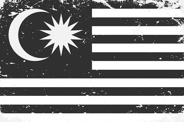 Premium Vector  Grunge styled black and white flag malaysia