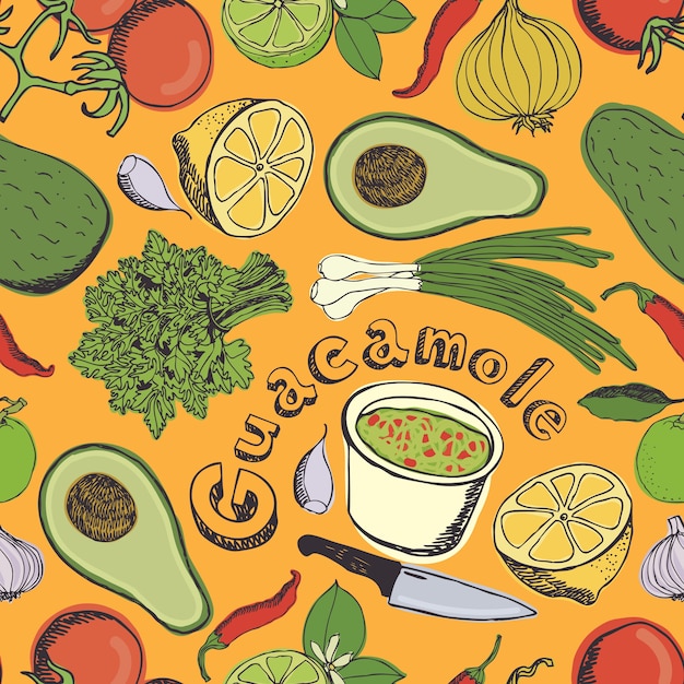 Download Free Vector | Guacamole seamless pattern