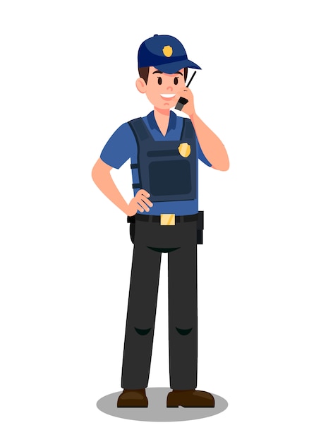Premium Vector | Guardian with walky talky cartoon vector character