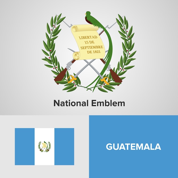 Premium Vector | Guatemala national emblem and flag