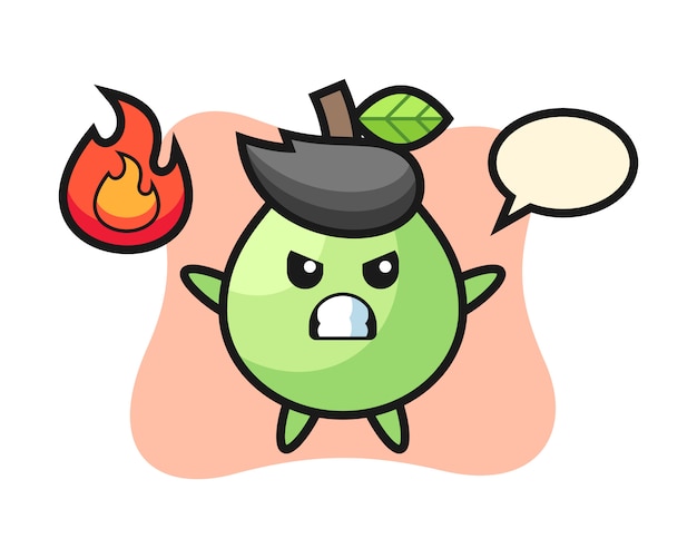 Premium Vector | Guava character cartoon with angry gesture, cute style ...