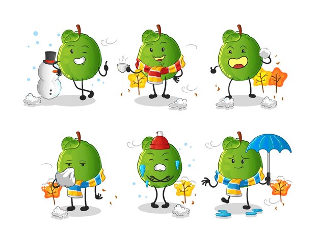 Premium Vector | Guava in cold weather character mascot vector