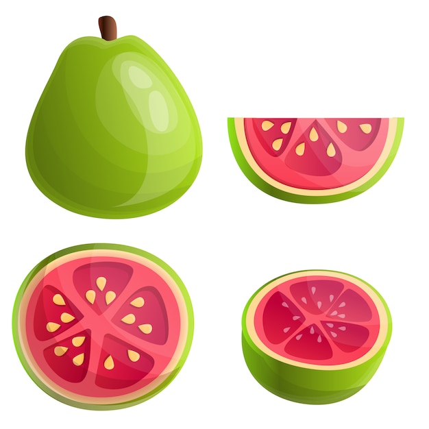 Premium Vector | Guava set, cartoon style