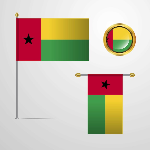 Download Guinea bissau waving flag design with badge vector Vector | Premium Download