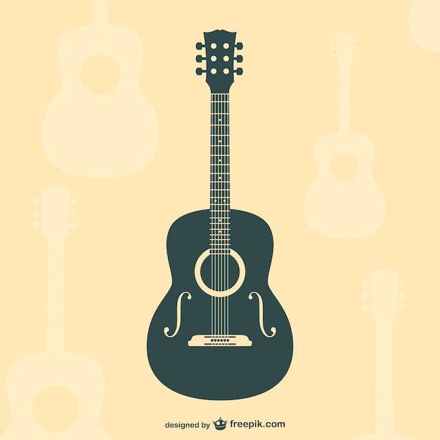 Download Guitar flat silhouette vector Free Vector