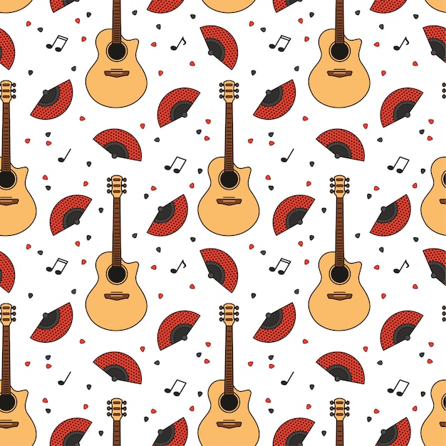 Premium Vector Guitar seamless pattern