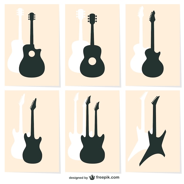 Download Guitar silhouette vector icons Vector | Free Download