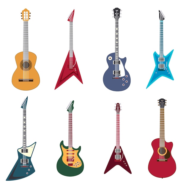 ギターのアイコン アコースティックギターとエレキギターのイラスト 無料のベクター