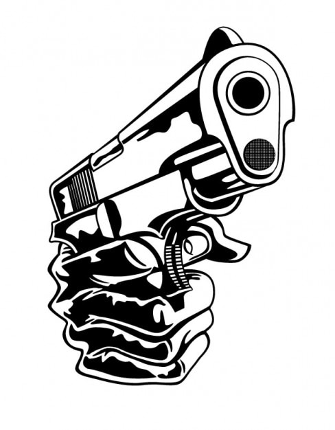 Download Gun in hand closeup | Free Vector