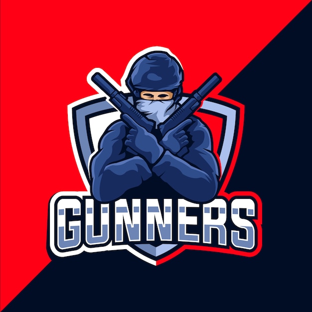 Premium Vector | Gunner esport mascot logo design