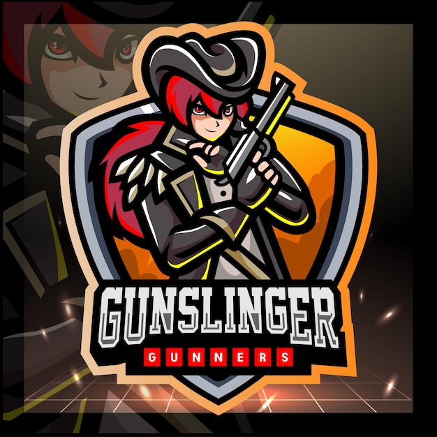 Premium Vector | Gunslinger mascot esport logo design