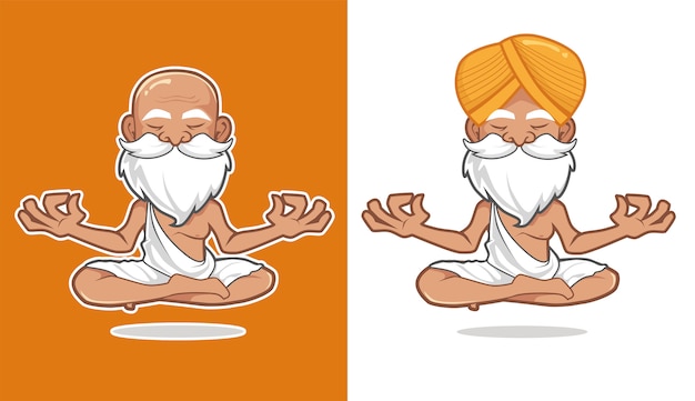 Guru yoga mascot cartoon | Premium Vector