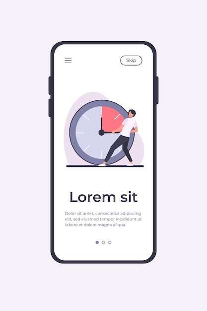 時計の針を動かす男 男停止時間フラットベクトルイラスト 時間管理 計画の失敗 バナーの期限の概念 ウェブサイトのデザインまたはランディングウェブページ 無料のベクター