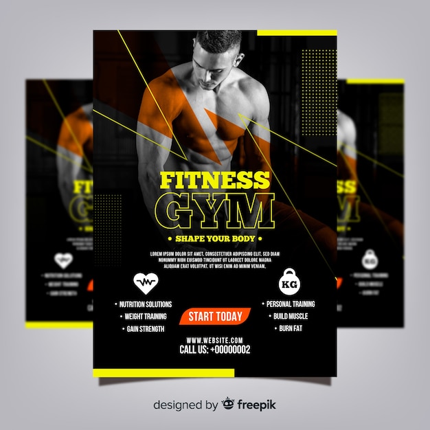 Free Vector Gym Club Flyer Template With Photo