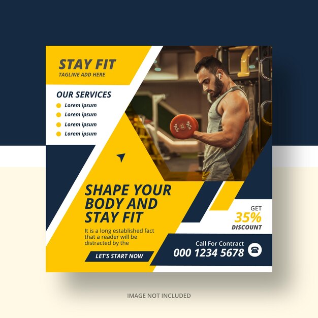 Premium Vector Gym Club Instagram Social Media Post And Web Banner Design