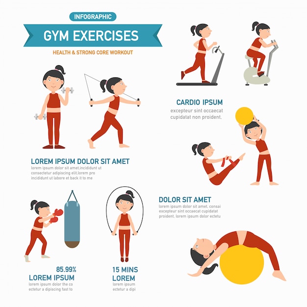 Premium Vector | Gym exercise infographics. vector