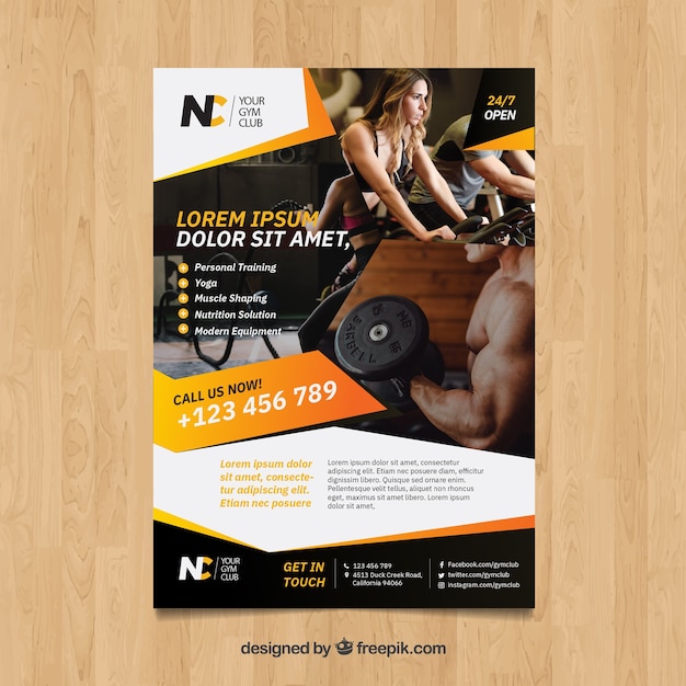 Gym flyer template with image