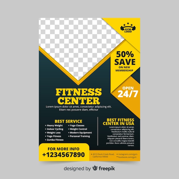 Download Free Download This Free Vector Gym Flyer Template Use our free logo maker to create a logo and build your brand. Put your logo on business cards, promotional products, or your website for brand visibility.