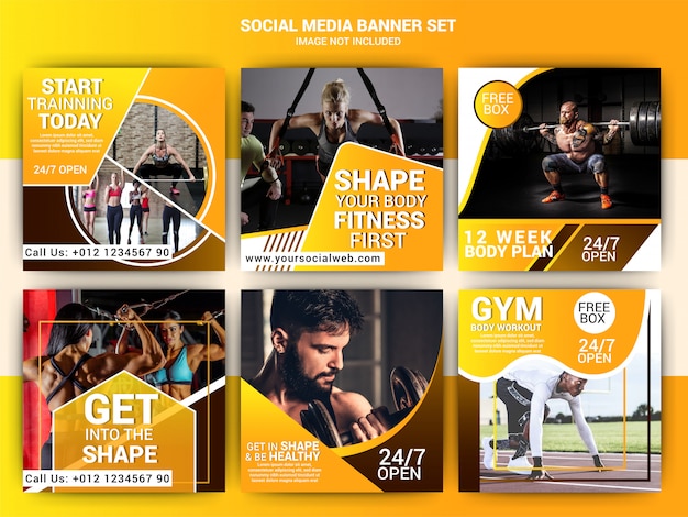 Gym Social Media Marketing Template | Premium Vector