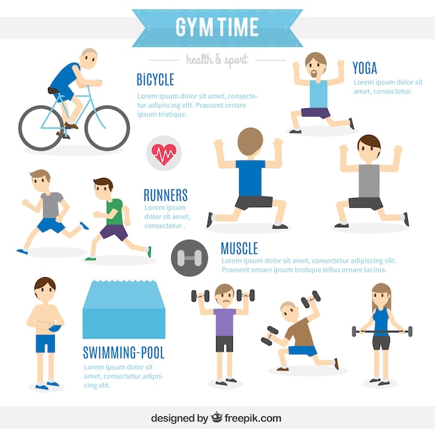 Free Vector | Gym time infographic