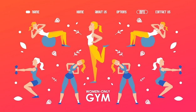 Premium Vector | Gym for women, website design, illustration. landing ...