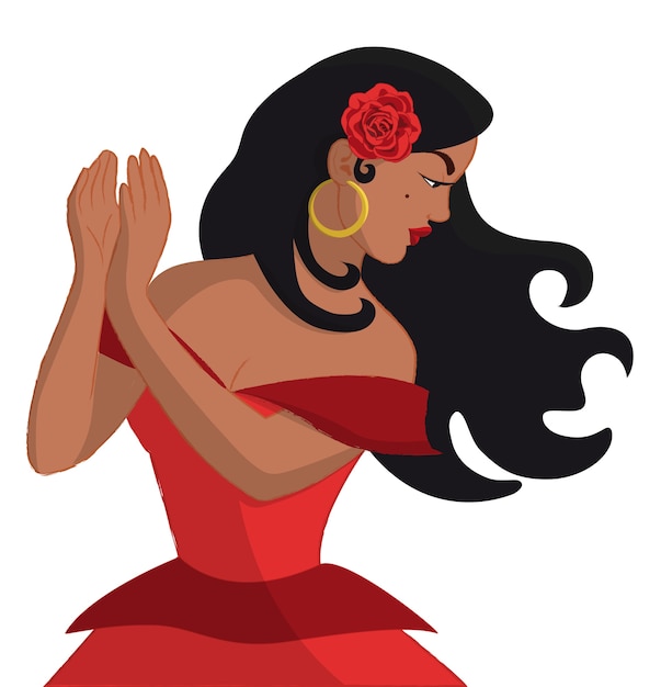 Premium Vector Gypsy Woman On A Red Dress