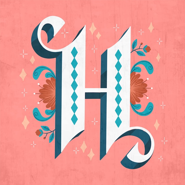 Free Vector | H creative floral letter of alphabet