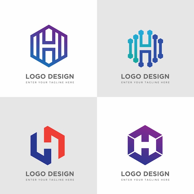 H Hexagon Logo Design Collections Premium Vector