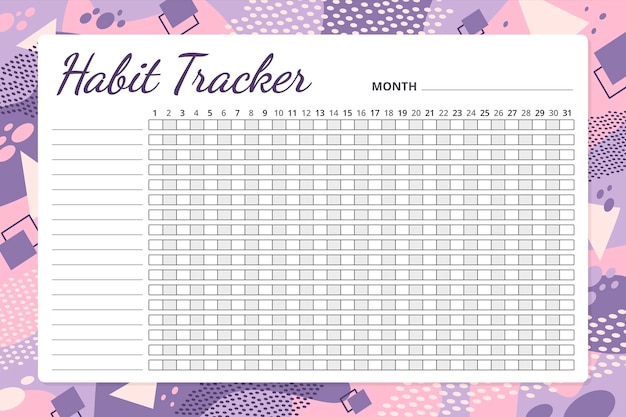 free-vector-habit-tracker-template