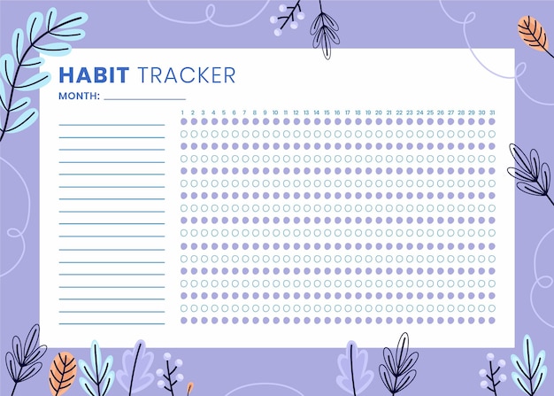 free-vector-habit-tracker-template
