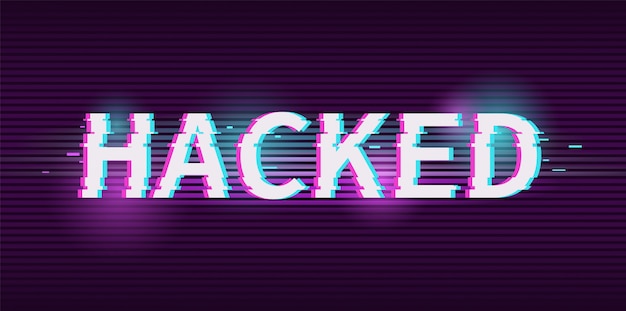 Free Vector | Hacked word with glitch effect
