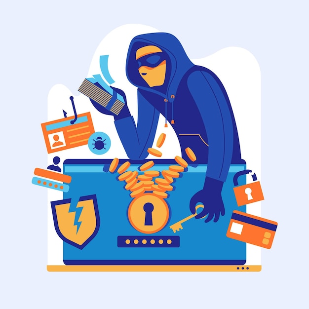 Download Hacker activity concept illustration with man | Free Vector