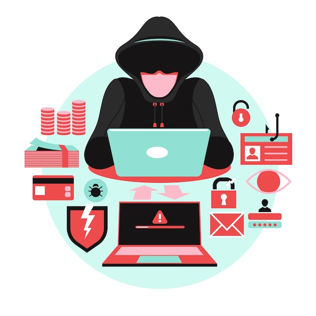 Free Vector | Hacker Activity Concept Illustration