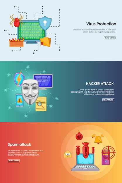 Download Premium Vector | Hacker banner set template.