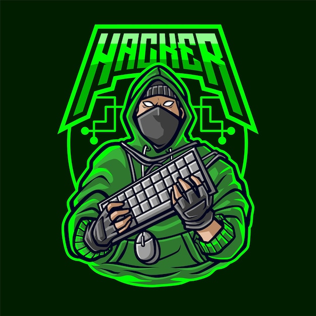 Hacker mascot logo for esport and sport Premium Vector