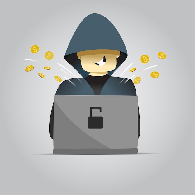 Premium Vector | Hacker using pc illustration