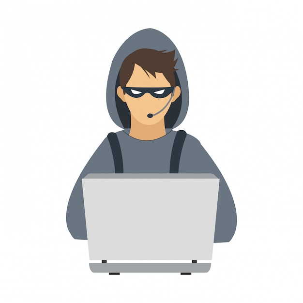 Premium Vector | Hacker with laptop