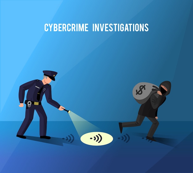 Free Vector | Hackers Cybercrime Prevention Investigation Flat Poster