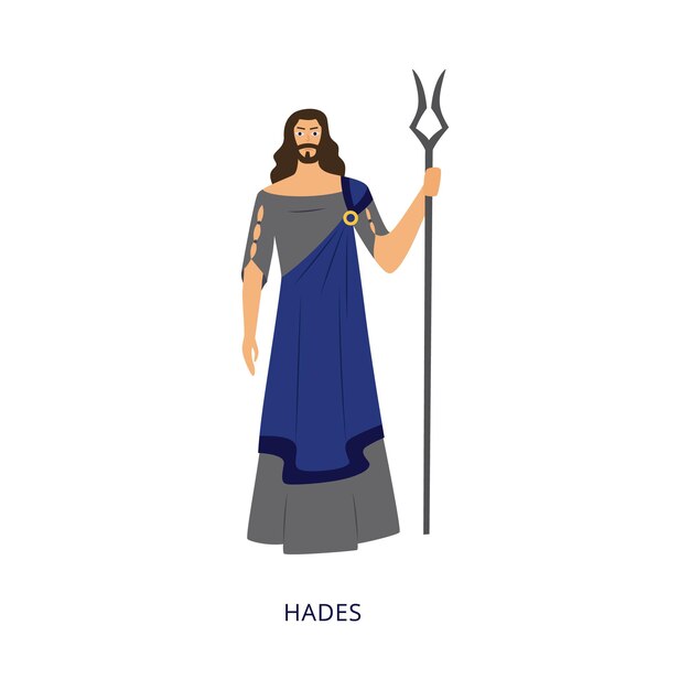 Premium Vector Hades The Greek God Of The Underworld Male Character Flat Isolated Roman Or Greek Mythology Personage God Of Shadowland