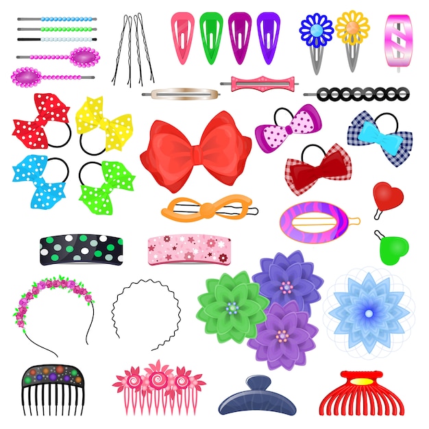 Hair accessory vector kids hairpin or hairslide and hairclip