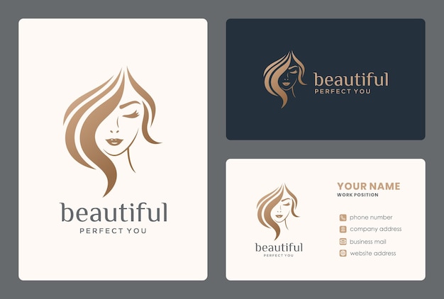 Hair beauty logo  for salon, makeover, hair stylist, haidresser, hairc cut. Premium Vector